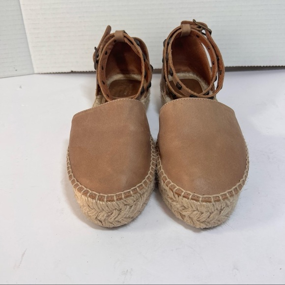 Garnet Hill Womens Espadrille Margo Studded Straps Wrap Sandals Sz 37Tan Leather - Picture 5 of 16